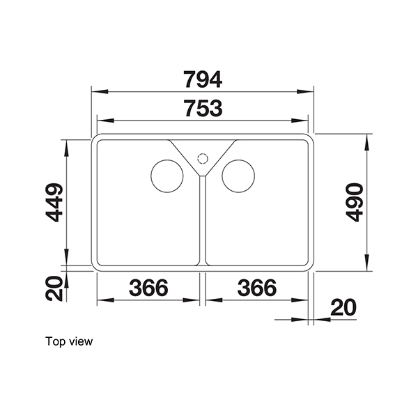 Blanco VILLAE FARM HOUSE DOUBLE Double Inset Sink Ceramic - 525164 2