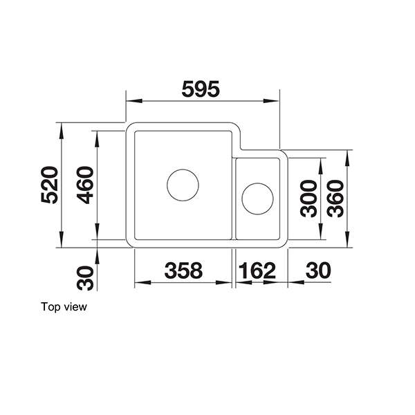 Blanco VILLAE 1.3 BOWL LH Ceramic Inset Sink Ceramic 2