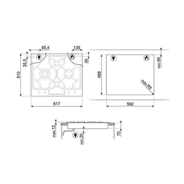 Smeg PGF64-4 Classic Gas Hob 2