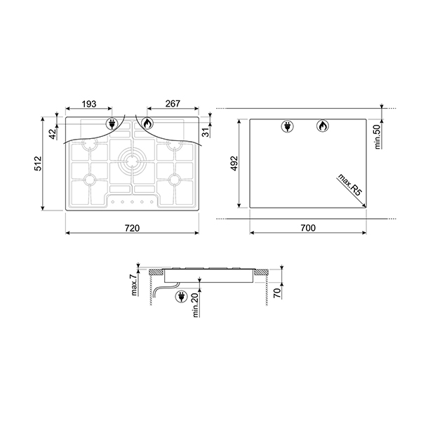 Smeg PGF75-4 Classic Gas Hob 2