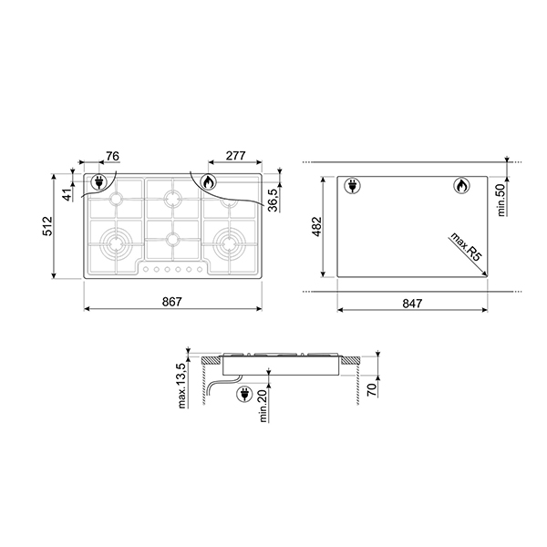 Smeg PGF96 Classic Gas Hob 2