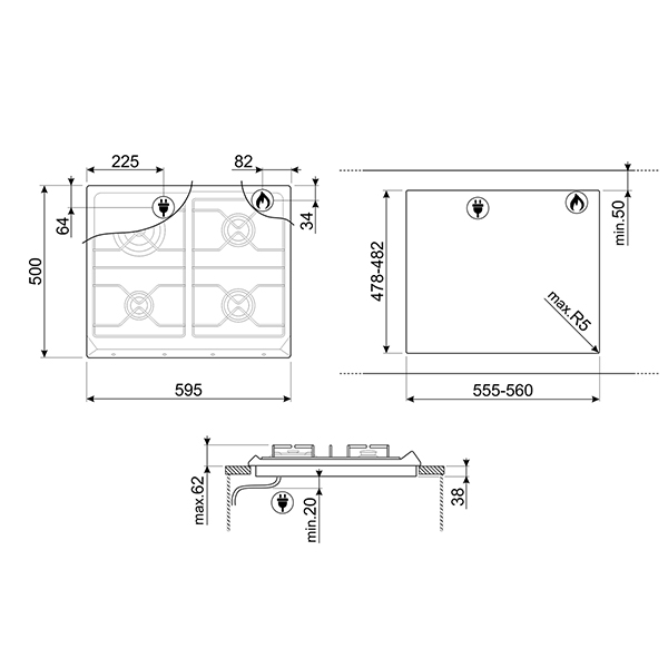 Smeg SR964 Victoria Gas Hob 2