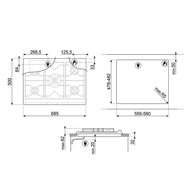 Smeg SR975XGH Victoria Gas Hob 2