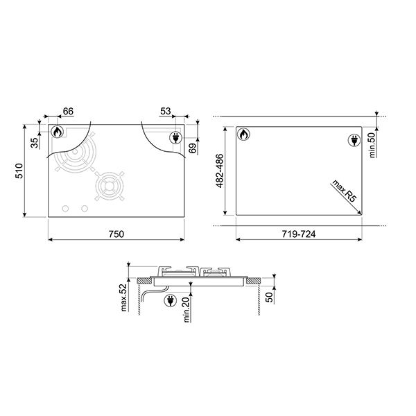 Smeg PM3743D Classic Mixed Fuel Hob 2