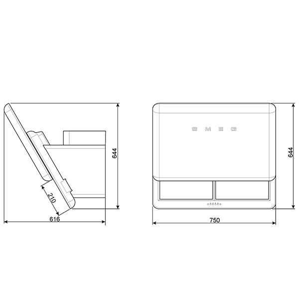 Smeg KFAB75 50s Style Retro Angled Chimney Hood 2