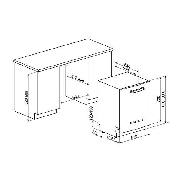 Smeg DIFAB 50's Style Integrated Dishwasher 2