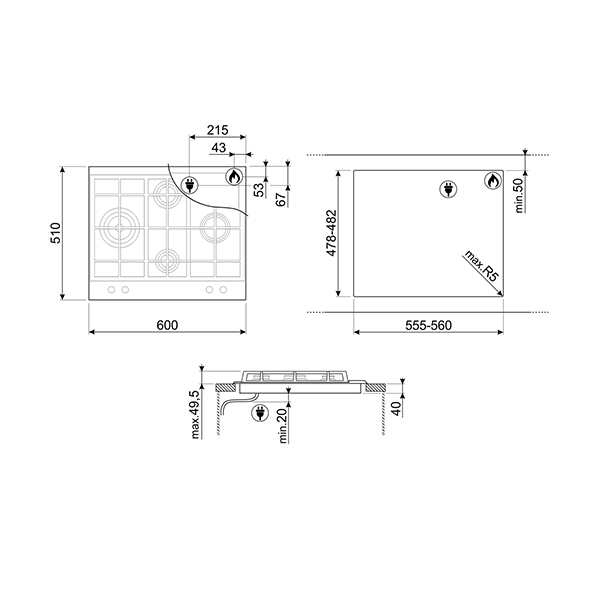 Smeg P261XGH Cucina Gas Hob 2