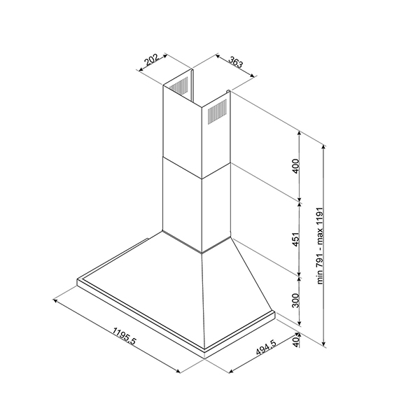 Smeg KPF12 Portofino Chimney Hood 2