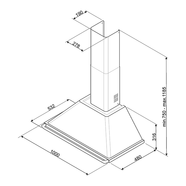 Smeg KT100BLE Victoria Chimney Hood 2