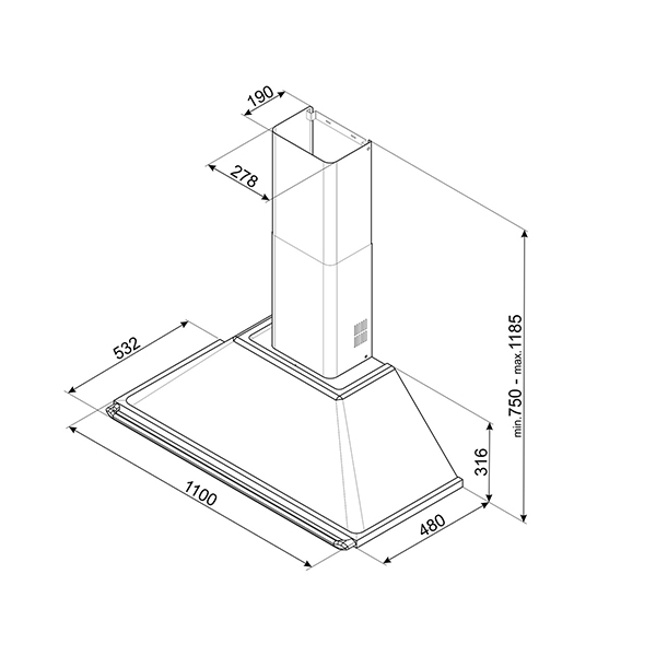 Smeg KT110 Victoria Chimney Hood 2