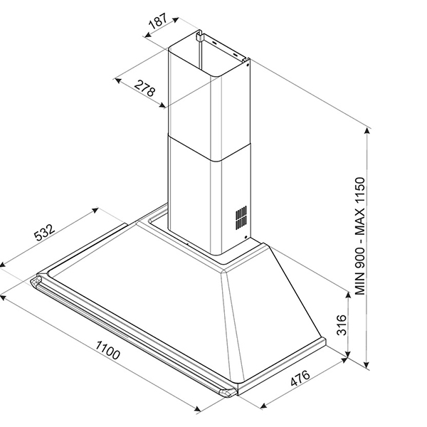 Smeg KTR90XE Victoria Chimney Hood 2