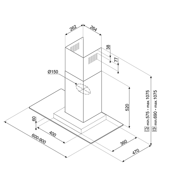 Smeg KBT900VE Chimney Hood 2