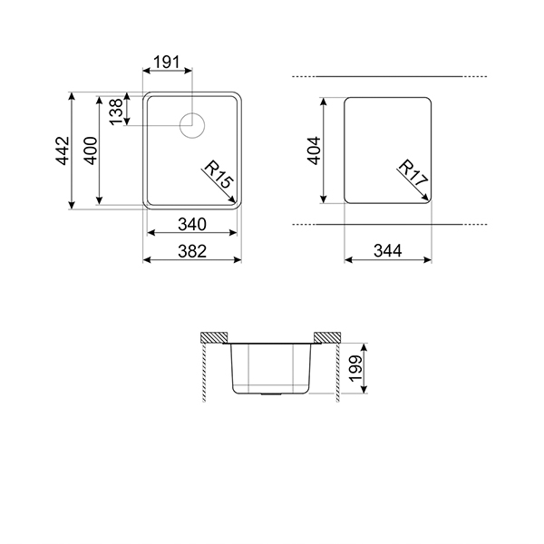 Smeg VSTR34BRX Undermount Sink 2