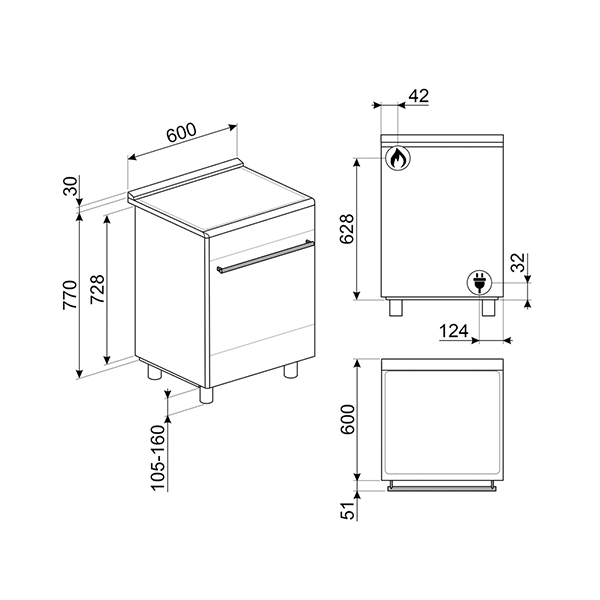 Smeg SUK61PX8 Concert Dual Fuel Cooker 2