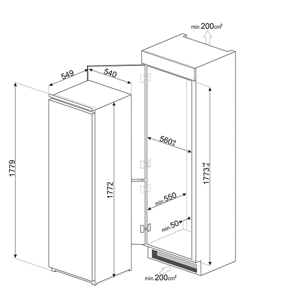 Smeg UKS8L1721F Larder Fridge 2