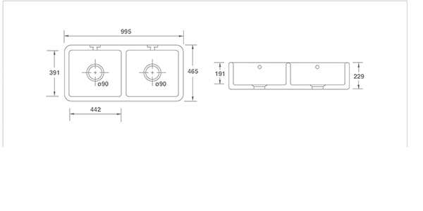 Shaws Double Bowl 1000 Belfast Sink 2