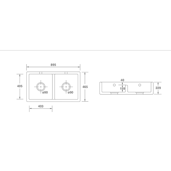 Shaws Shaker 900 Double Bowl Belfast Sink 2