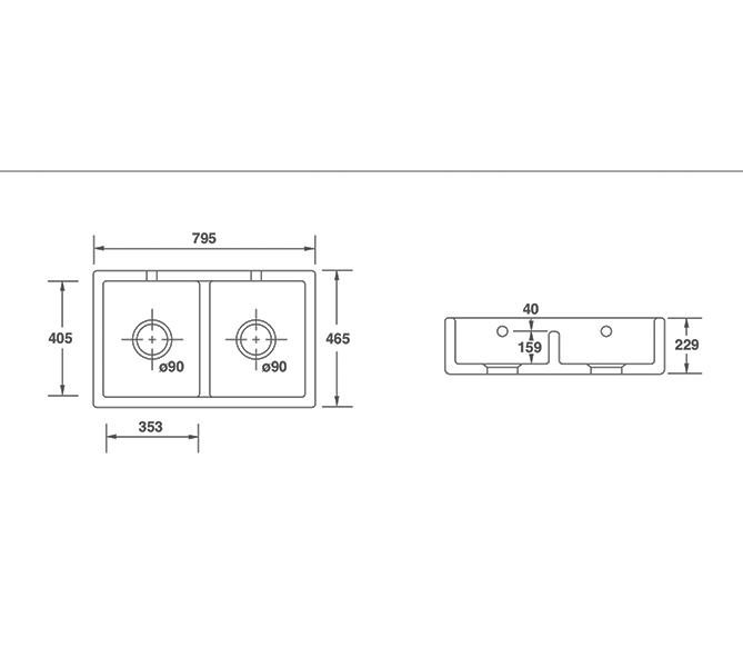 Shaws Shaker 800 Double Bowl Belfast Sink 2