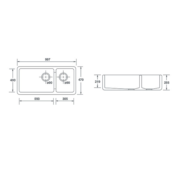 Shaws Edgworth 1000 Double Bowl Belfast Sink 2