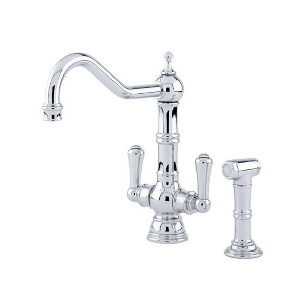 Perrin & Rowe Picardie 4766 Twin Lever Tap & Side Rinse 1