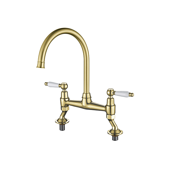 MOULINS CLASSIC BRIDGE MIXER BRUSHED GOLD BRASS 1