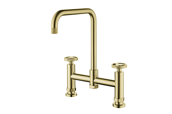 HENRY HOLT COLLECTION BRIDGE MIXER BRUSHED GOLD BRASS 1