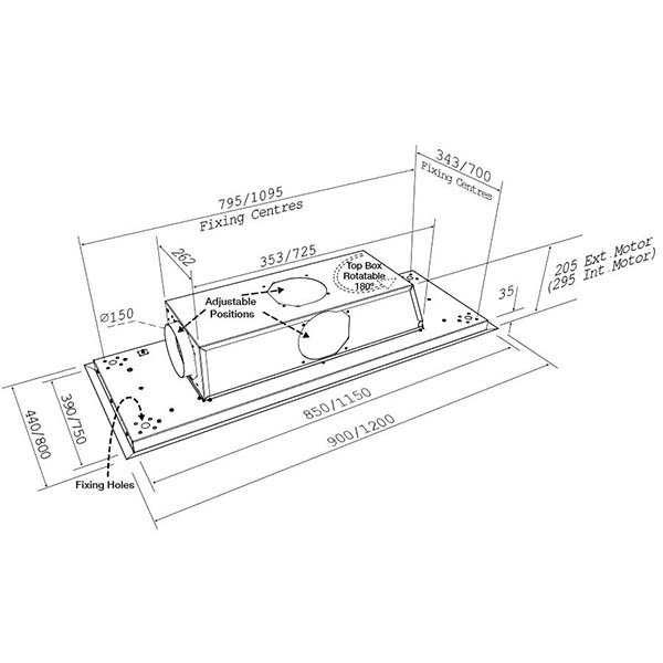 Westin Stratus Flush 900x400 Ceiling Hood 2